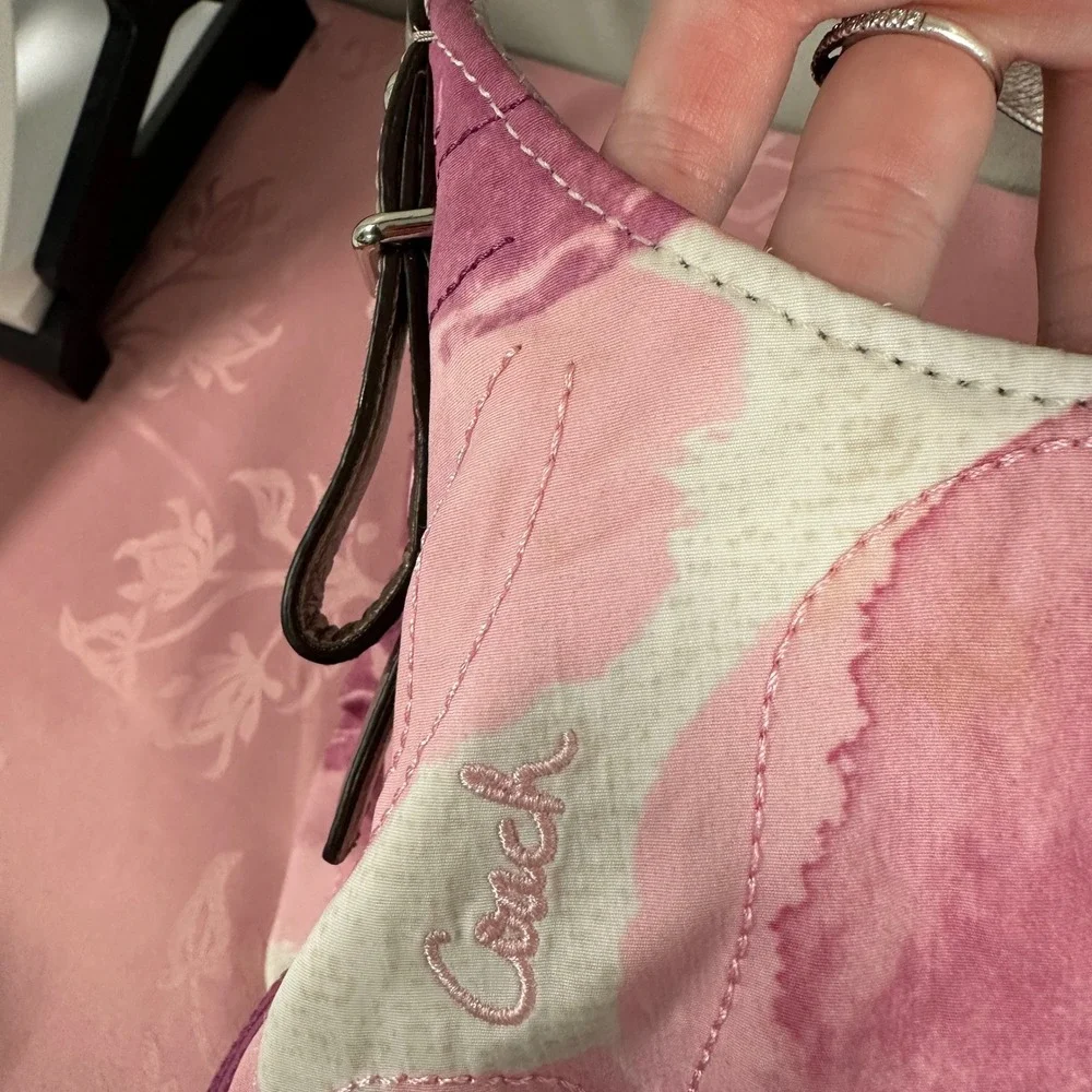 Coach Madison Watercolor Floral Pink Canvas Hobo Shoulder Bag 17014